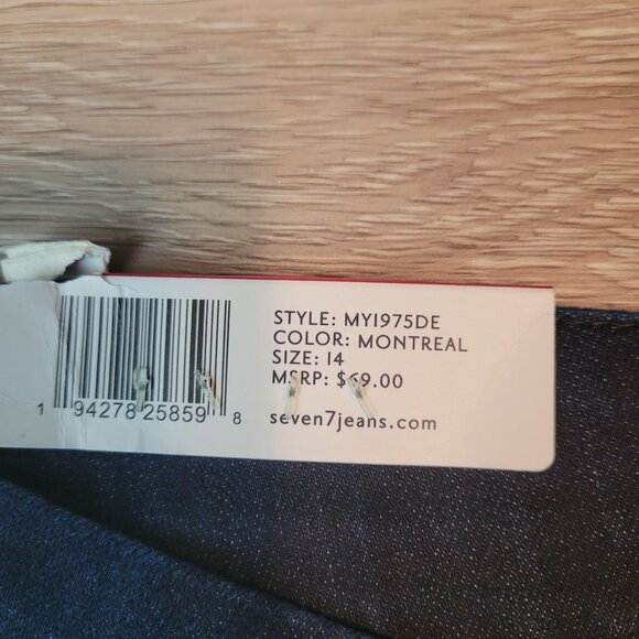Seven7 Jeans Size 14 Tummyless High Rise Skinny Montreal Dark Wash NWT - Picture 5 of 13